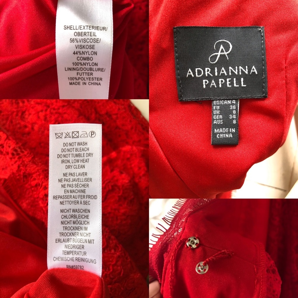 Adrianna Papell red lace sheath dress size 4 EUC - Picture 4 of 4